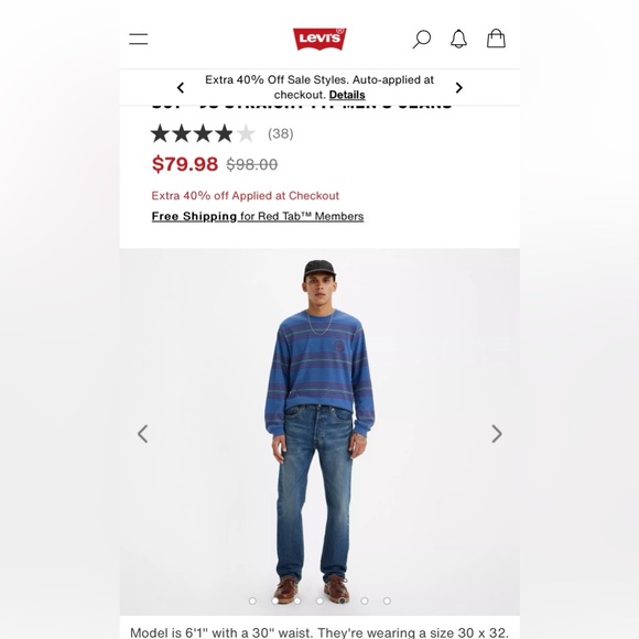 501 ‘93 straight fit men’s jeans   dark wash - Picture 5 of 6